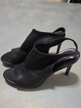 Via Spiga Black Open-Toe Slingback Stiletto Heels
